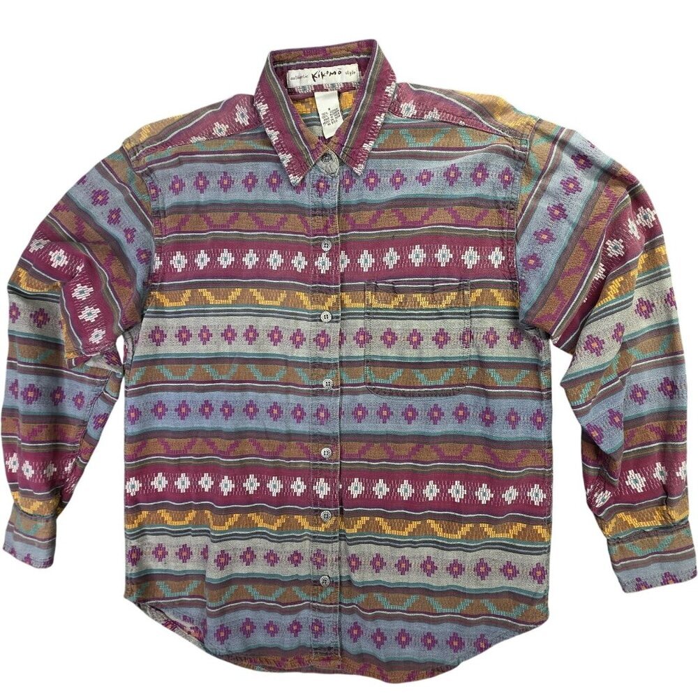 Vintage Women's Southwestern Aztec Patterned Button-Down
